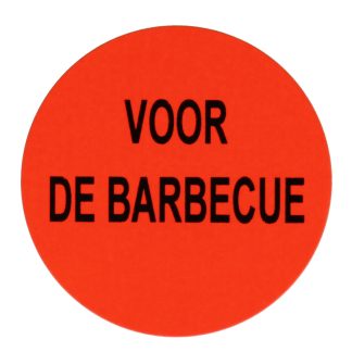 F917 rol @ 2.000 etiketten permanent rond 35 mm fluor rood met zwart bedrukt voor de barbecue